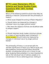 MTTC Lower Elementary (PK-3): Science and Social Studies Exam Questions With 100% Verified