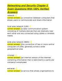 Networking and Security Chapter 5 Exam Questions With 100% Verified Answers