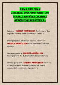 AHIMA RHIT EXAM QUESTIONS 2026/2027 wITH 100% CORRECT ANSwERS (VERIFIED ANSwERS)GUARANTEED