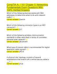 CompTIA A+ 1101 Chapter 5: Networking Fundamentals Exam Questions With 100% Verified Answe