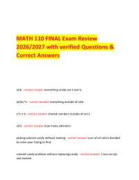 MATH 110 FINAL Exam Review 2026/2027 with verified Questions & Correct Answers