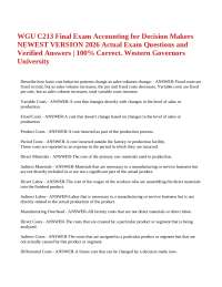 WGU C213 Final Exam Accounting for Decision Makers NEWEST VERSION 2026 Actual Exam Questi