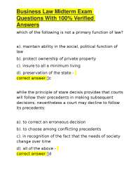 Business Law Midterm Exam Questions With 100% Verified Answers