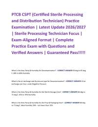 PTCB CSPT (Certified Sterile Processing and Distribution Technician) Practice Examinatio