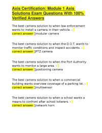 Axis Certification: Module 1 Axis Solutions Exam Questions With 100% Verified Answers