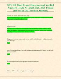 SDV 100 Final Exam | Questions and Verified Answers| Grade A| Latest 2025/ 2026 Update|100