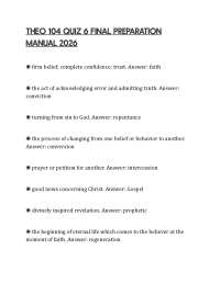 THEO 104 QUIZ 6 FINAL PREPARATION MANUAL 2026