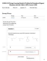 CHEM 219 Portage Learning Module 6 Problem Set Principles of Organic Chemistry with Lab /