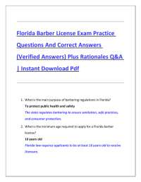 Florida Barber License Exam Practice Questions And Correct Answers