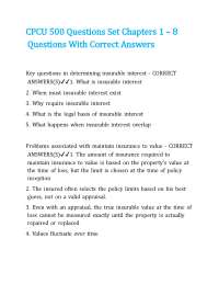 CPCU 500 Questions Set Chapters 1 – 8 Questions With Correct Answers