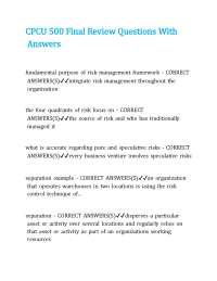 CPCU 500 Final Review Questions With Answers