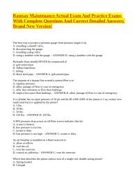 Ramsay Maintenance Actual Exam And Practice Exams With Complete Questions And Correct Det