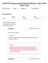 CHEM 219 Portage Learning Module 8 Problem Set / Q&A / 100% Correct / 2026