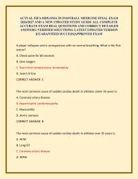 ACTUAL FIFA DIPLOMA IN FOOTBALL MEDICINE FINAL EXAM 2026/2027 AND A NEW UPDATED STUDY GUID