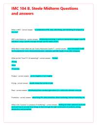 IMC 104 B. Steele Midterm Questions and answers