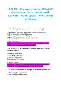 NSG 4600 – Transition to Practice 2026/2027 Questions and Correct Answers with Rationale