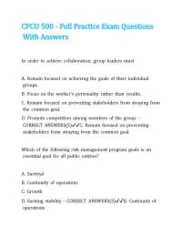 CPCU 500 - Full Practice Exam Questions With Answers