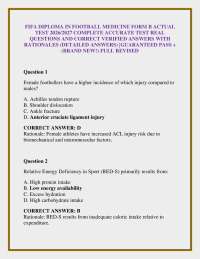 FIFA DIPLOMA IN FOOTBALL MEDICINE FORM B ACTUAL TEST 2026/2027 COMPLETE ACCURATE TEST REAL