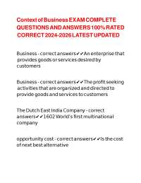 Context of Business EXAM COMPLETE QUESTIONS AND ANSWERS 100% RATED CORRECT 2024-2026 LATES