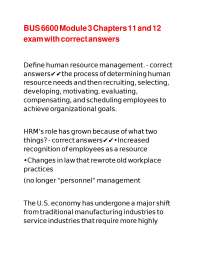 BUS 6600 Module 3 Chapters 11 and 12 exam with correct answers