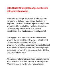 BUSA 6600 Strategic Management exam with correct answers