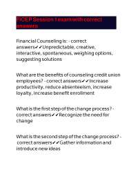 FiCEP Session 1 exam with correct answers