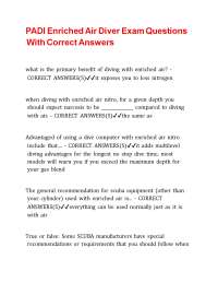 PADI Enriched Air Diver Exam Questions With Correct Answers.