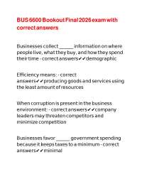 BUS 6600 Bookout Final 2026 exam with correct answers
