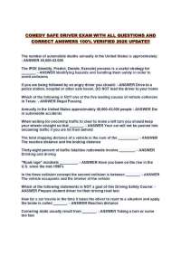 COMEDY SAFE DRIVER EXAM WITH ALL QUESTIONS AND CORRECT ANSWERS 100% VERIFIED 2026 UPDATE