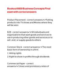 Bookout 6600 Business Concepts Final exam with correct answers
