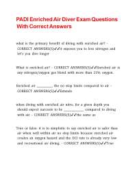 PADI Enriched Air Diver Exam Questions With Correct Answers