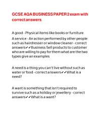 GCSE AQA BUSINESS PAPER 2 exam with correct answers