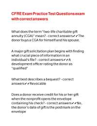 CFRE Exam Practice Test Questions exam with correct answers