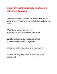 Bus x100 Final Exam Study Guide exam with correct answers