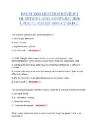PADM 3000 MIDTERM REVIEW | 2026 UPDATED QUESTIONS AND 100% VERIFIED ANSWERS