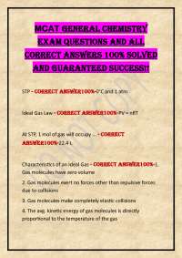 MCAT General Chemistry EXAM QUESTIONS AND ALL CORRECT ANSWERS 100% SOLVED AND GUARANTEED S
