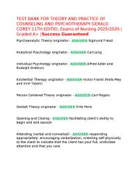 TEST BANK FOR THEORY AND PRACTICE OF COUNSELING AND PSYCHOTHERAPY GERALD COREY 11TH EDITIO