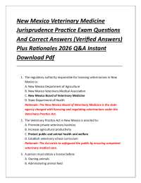 New Mexico Veterinary Medicine Jurisprudence Practice Exam Questions And Correct Answers