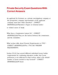 Private Security Exam Questions With Correct Answers