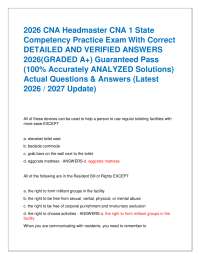 2026 CNA Headmaster CNA 1 State  Competency Practice Exam With Correct  DETAILED AND VERIF