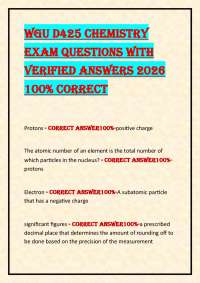 WGU D425 Chemistry EXAM QUESTIONS WITH VERIFIED ANSWERS 2026 100% CORRECT