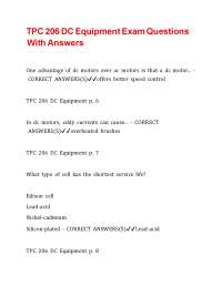 TPC 206 DC Equipment Exam Questions With Answers