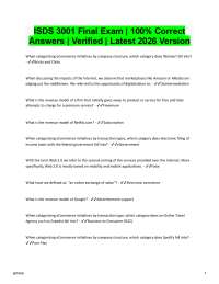 ISDS 3001 Final Exam 100% Correct Answers | Verified Latest 2026/2027 Version