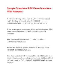 Sample Questions RBC Exam Questions With Answers