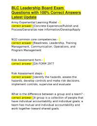 BLC Leadership Board Exam Questions with 100% Correct Answers Latest Update