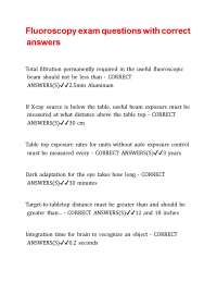Fluoroscopy exam questions with correct answers ,