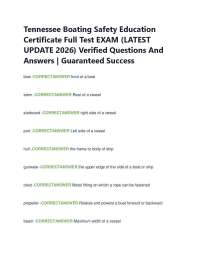 Tennessee Boating Safety Education Certificate Full Test EXAM (LATEST UPDATE 2026) Verif