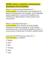 WOBC Exam 3 Aviation maintenance Questions And Answers