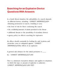 Searching for an Explosive Device Questions With Answers.