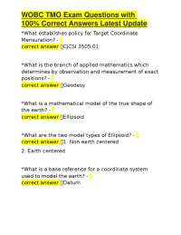 WOBC TMO Exam Questions with 100% Correct Answers Latest Update